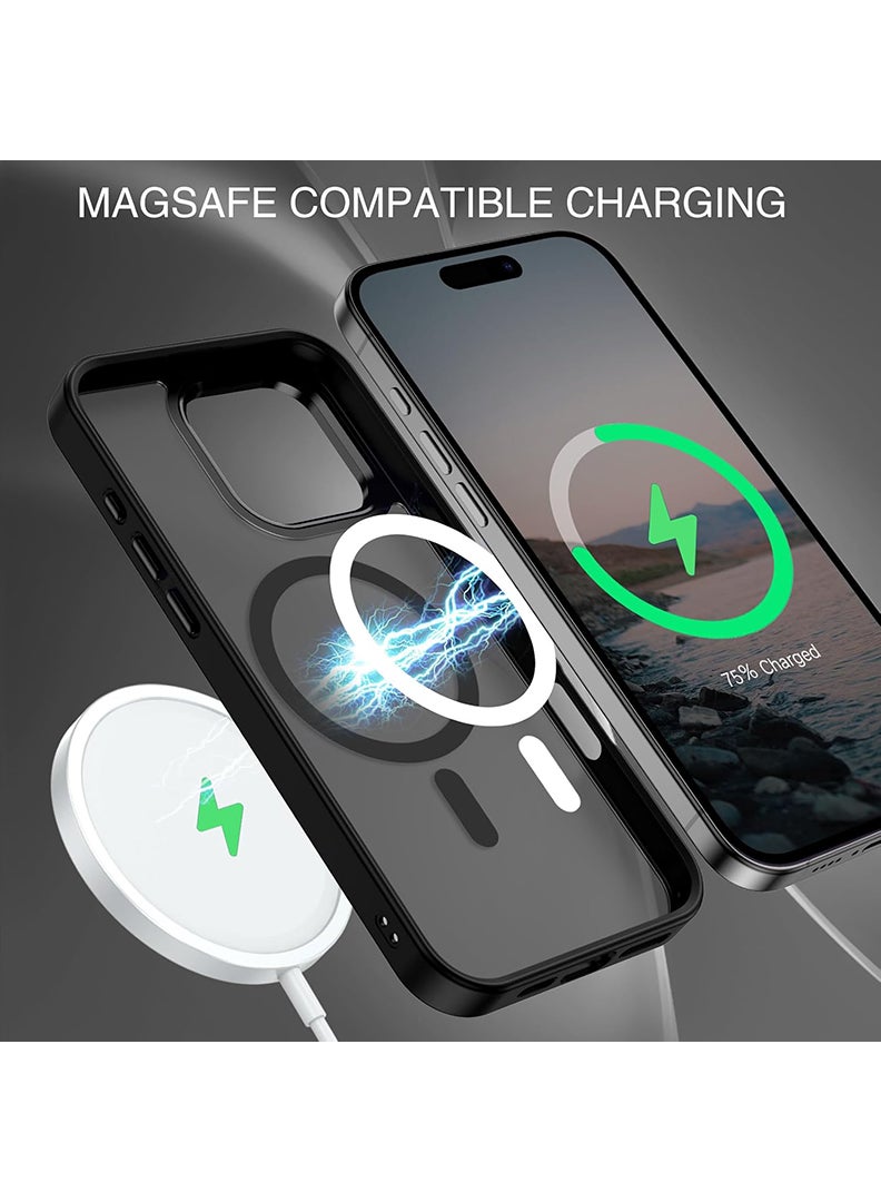 Rivin iPhone 16 Pro Case with MagSafe – Strong Magnetic Matte Cover, Military Grade Shockproof Protection, Anti-Scratch Soft TPU + Hard PC Slim Grip Case for iPhone 16 Pro (6.3”) – Black - Image 3